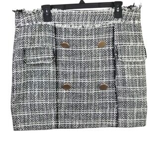 Cardi B Fashion Nova Black White Mini Skirt Gold Buttons XL